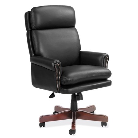OFFICESOURCE Lancaster Collection High Back Executive Swivel with Mahogany Frame 378VBK